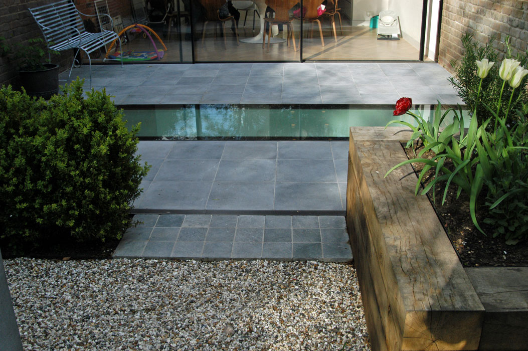 Blue limestone paving and gravel